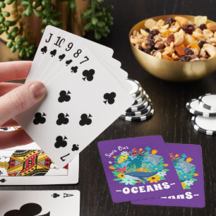 Rettet unsere Ozeane Blume Wal Farbdesign Erde Spielkarten
