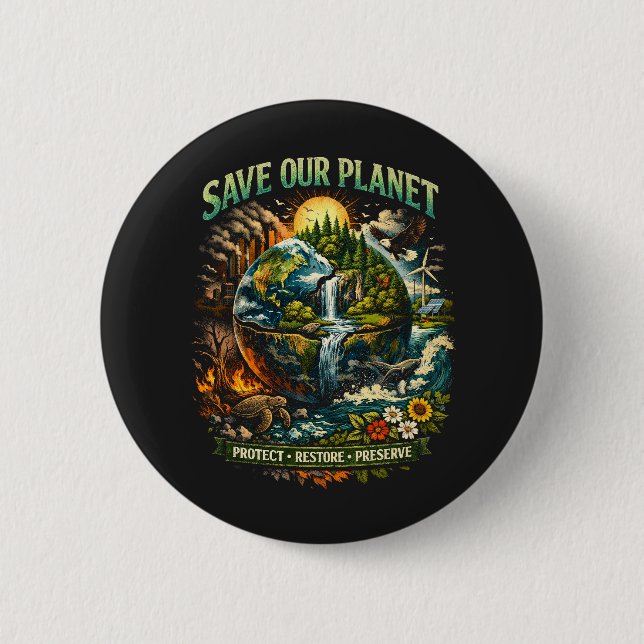 Rettet unseren Planeten Button (Vorderseite)