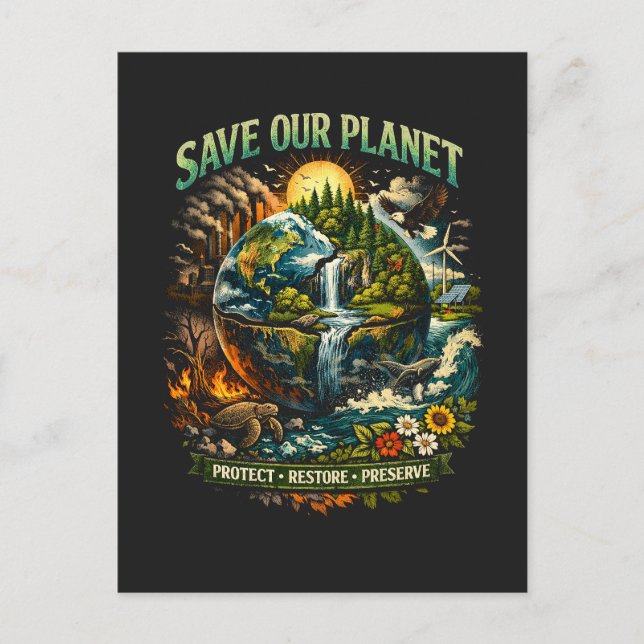 Rettet unseren Planeten Postkarte (Vorderseite)