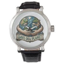 Rettet unseren Planeten Weinende Erde Ökologisches Armbanduhr
