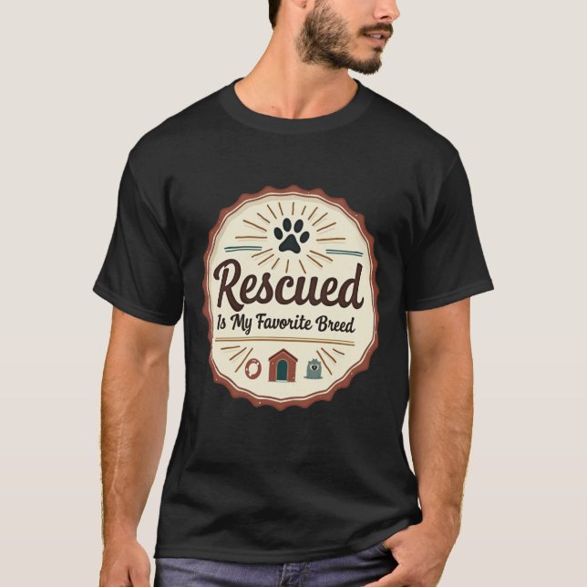 Rettet wird mein Lieblingshunde Adoption Abzeichen T-Shirt (Vorderseite)