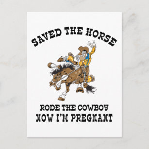 Rettete das Pferd ritt den schwangeren Cowboy Ankündigungspostkarte