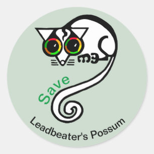 Rettetest Leadbeaters POSSUM - Marsupial - Wildtie Runder Aufkleber