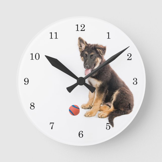 Rettung der Puppy Round Clock Runde Wanduhr (Vorderseite)