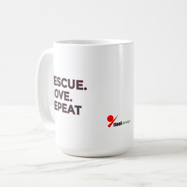 Rettung. Liebe. Wieder von vorne. | Pet Lovers Min Kaffeetasse (Vorderseite Links)