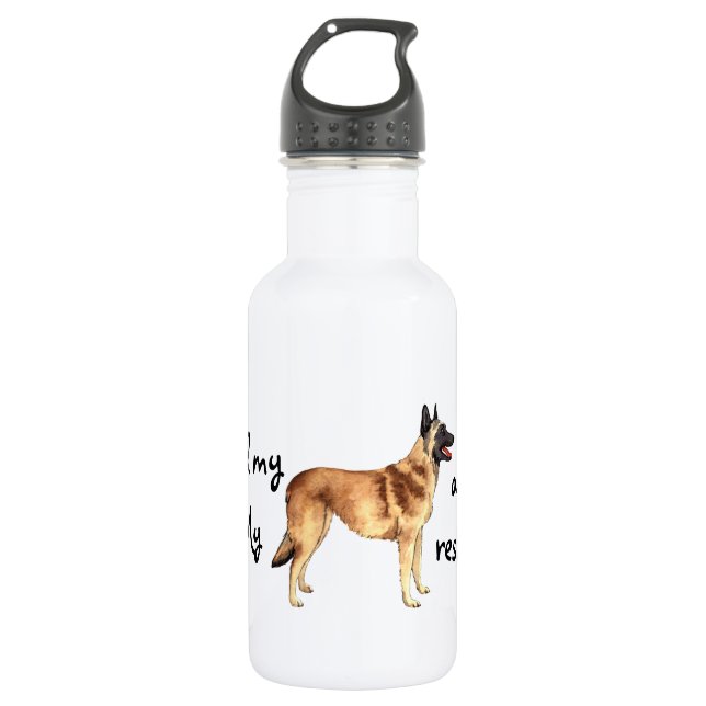 Rettungs-Belgier Malinois Edelstahlflasche (Vorderseite)