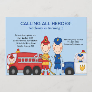 Rettungs-Held-Geburtstags-Einladung Einladung