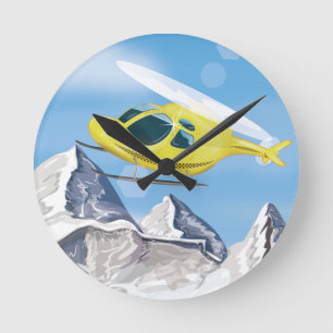 Rettungs-Hubschrauber Runde Wanduhr