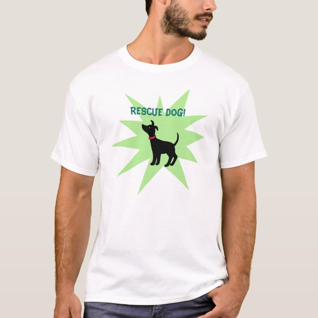 Rettungs-Hund passen schwarzen T-Shirt (Vorderseite)