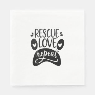 Rettungs-Liebe-Wiederholung-Hundepfoten-T-Shirt Serviette