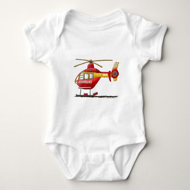 Rettungs-medizinischer Hubschrauber-Krankenwagen Baby Strampler (Vorderseite)