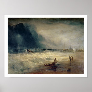 Rettungsboot und Manby Apparat, der zu einem Poster