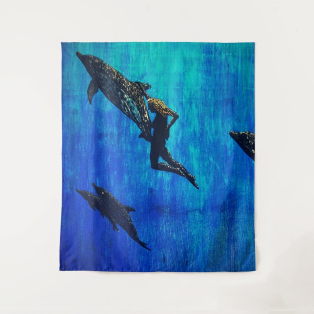 Rettungsdelfine schwimmen wandteppich (Vorderseite)