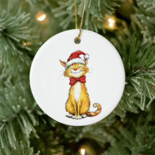 Rettungskatze erstes Weihnachten im Furever-Zuhaus Keramik Ornament