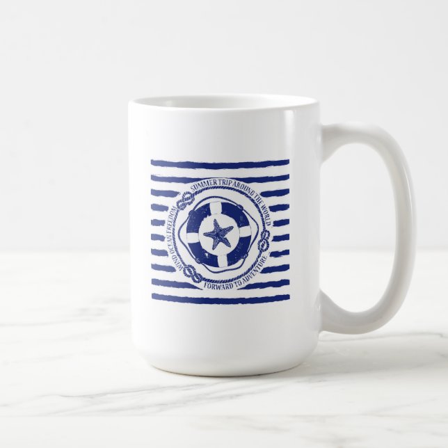 Rettungsring und Seestern Kaffeetasse (Rechts)
