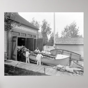 Rettungsstation, 1890. Vintage-Foto Poster