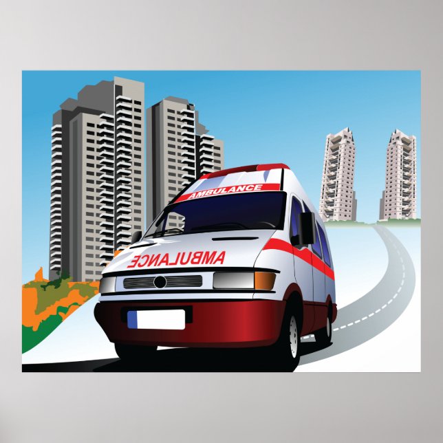 Rettungswagen in der Stadt Poster (Vorne)