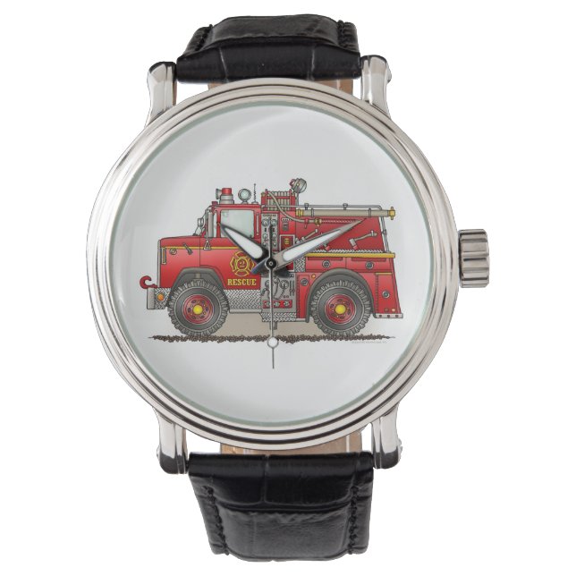 Rettungswagen mit Feuerlöschpumpe Armbanduhr (Vorderseite)