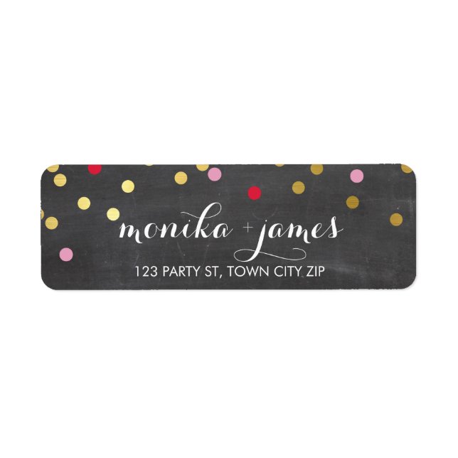 RETURN ADDRESS confetti gold red pink chalkboard (Vorne)