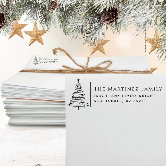 Return Address Elegant Family Christmas Customized Permastempel (Von Creator hochgeladen)