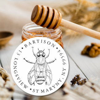 return address Handmade with love company name bee Runder Aufkleber