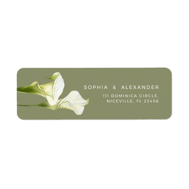 Return Address Label Calla Lilies Wedding. (Vorne)