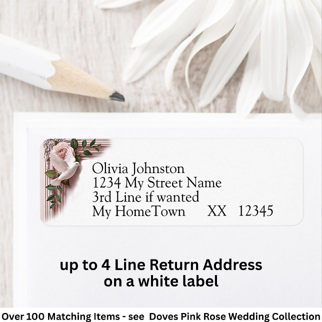 Return Address Labels, Doves & Pink Roses (Von Creator hochgeladen)