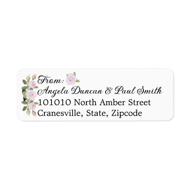 Return Address Labels Soft Pink Roses (Vorne)