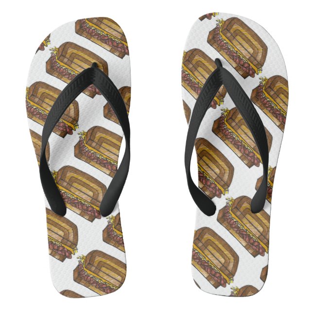 Reuben Sandwich Jewish Deli Food Restaurant Feinsc Flip Flops (Fußbett)