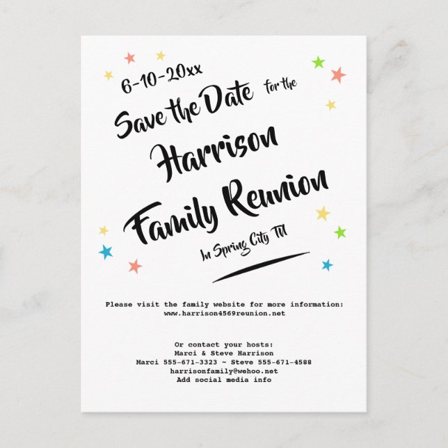 Réunion de famille Fun Stars ou carte de sauvegard (Devant)