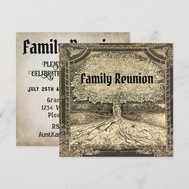 Reunion familiale Vintage Look Invitation (Devant / Derrière)