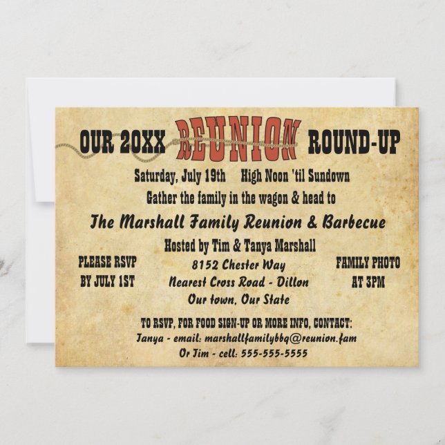 Réunion familiale Vintage Western Thème Invitation (Devant)