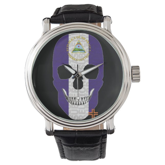REUNIONES Nicaragua reloj hombre correa cuero Armbanduhr (Vorderseite)