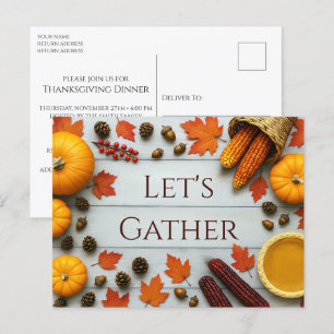Réunissons Thanksgiving Invitation Carte postale