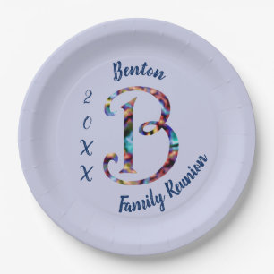Reunon Retro Krawatte-FarbLetter B Monogramm Pappteller