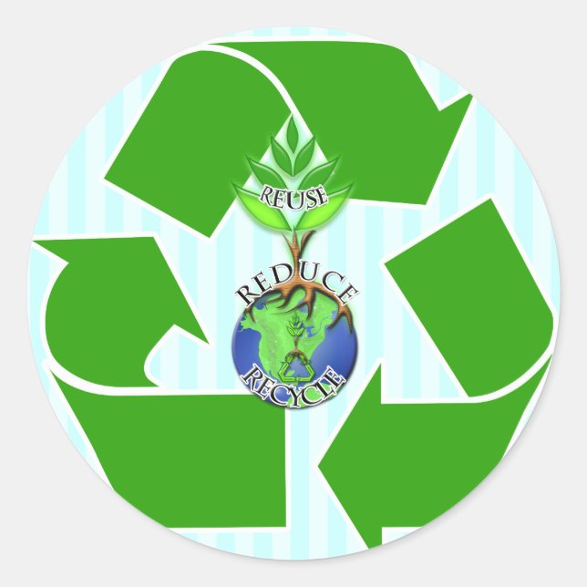 ReUse ReDuce-Recycle Runder Aufkleber (Vorderseite)