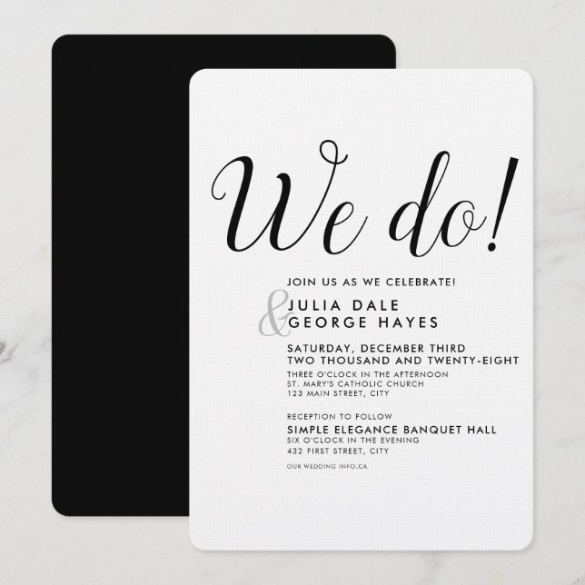 Revallyna Script Simple WE DO Minimalistisch Weddi Einladung (Vorne/Hinten)