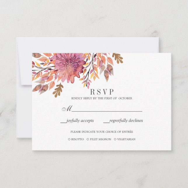Rêve d'automne | Mariage RSVP choix de repas (Devant)