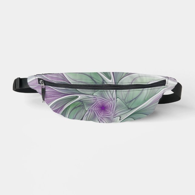 Rêve de fleurs, Abstrait violet vert Fractal Art (Recto)