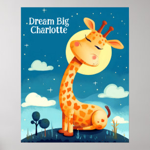 Rêve de girafe   Poster d'art de pouponnière d'ani