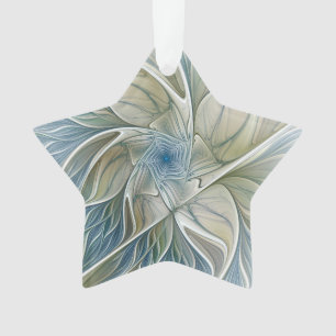 Rêve Floral Abstrait Étoile Fractale Bleue Kaki