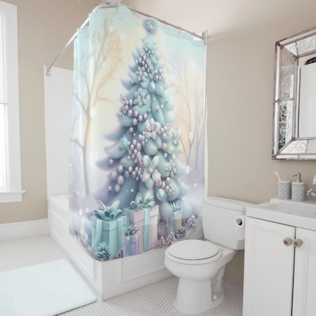 Rêvé rideau de douche d'arbre de Noël (En situation)
