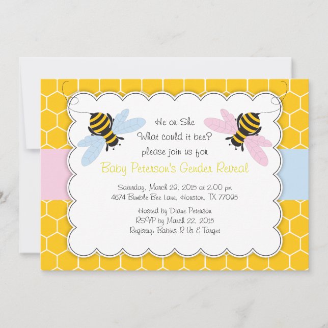 Reveal Baby Shower Einladung von Hummel Bee Gender (Vorderseite)