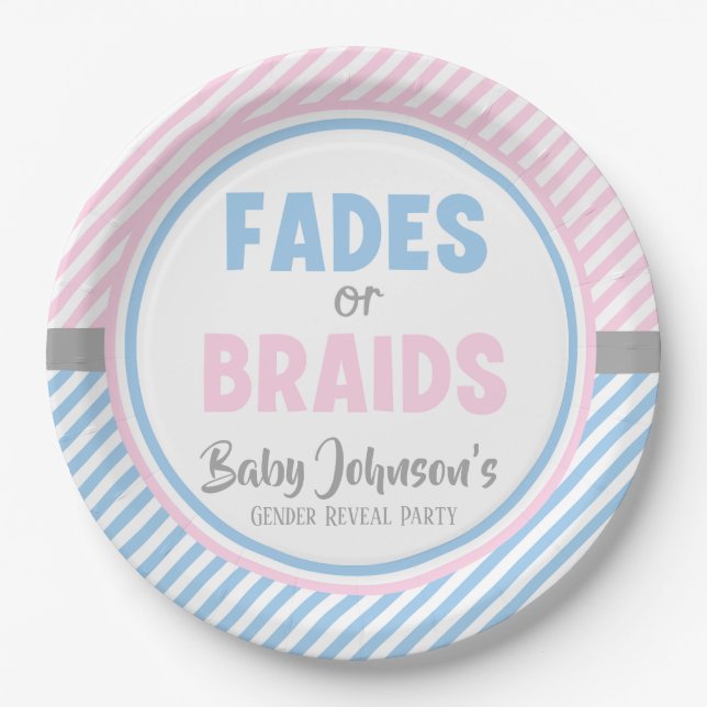 Reveal des Babygeschlechts - Fades oder Gehirne Pappteller (Vorderseite)