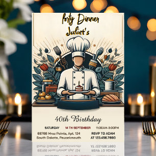 Revel Mens Erwachsener Abendessen elegant 40. Gebu Einladung