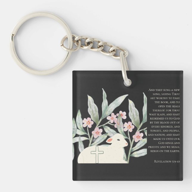 Revelation 5 Redeemed Black Square Keychain Schlüsselanhänger (Vorderseite)