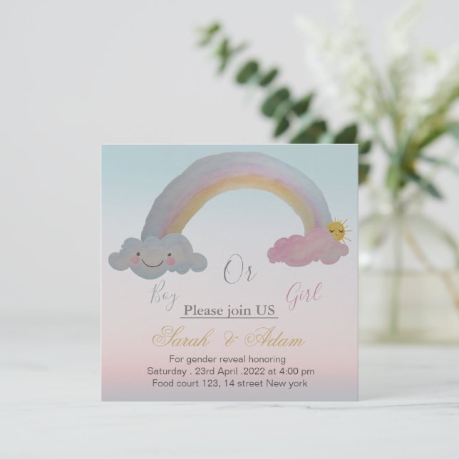 Révélation de genre et invitation au baby shower (Debout devant)