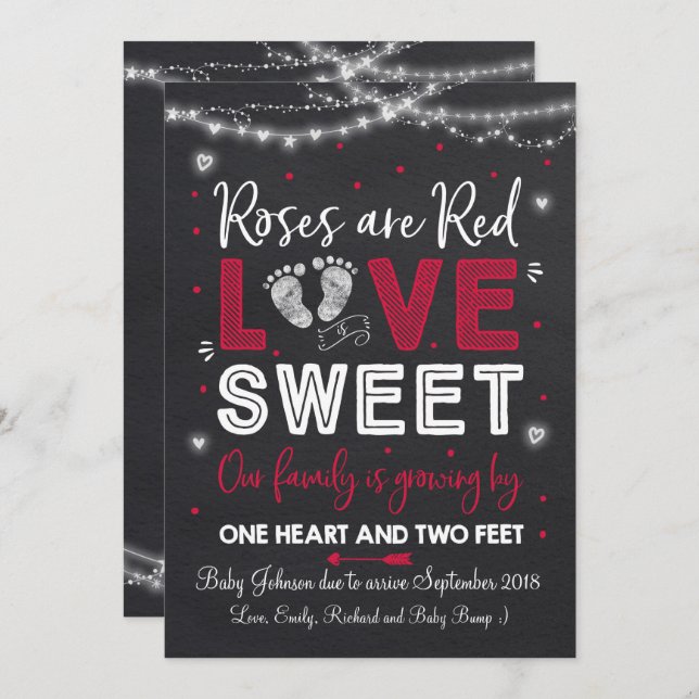 Révélation de la Faire-part de grossesse de Valent (Devant / Derrière)