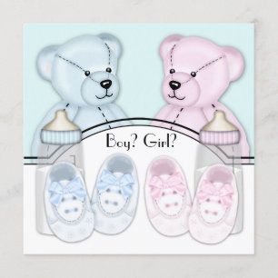 Revelation des Geschlechts mit rosa blauem Teddybä Einladung