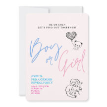 Révélation du sexe du bébé | Invitation minimalist